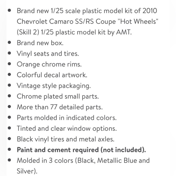 ♠️ New 2010 Chevrolet Camaro Hot Wheels Model Car Kit - Picture 5 of 8